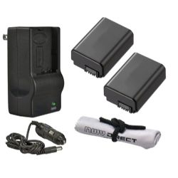 Sony Cyber-shot DSC-RX10 II 'Intelligent' Batteries (2 Units) + AC/DC Travel Charger + Nw Direct Microfiber Cleaning Cloth.