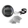 Canon EOS 50D Lens Cap Center Pinch (58mm) + Lens Cap Holder + Nw Direct Microfiber Cleaning Cloth.